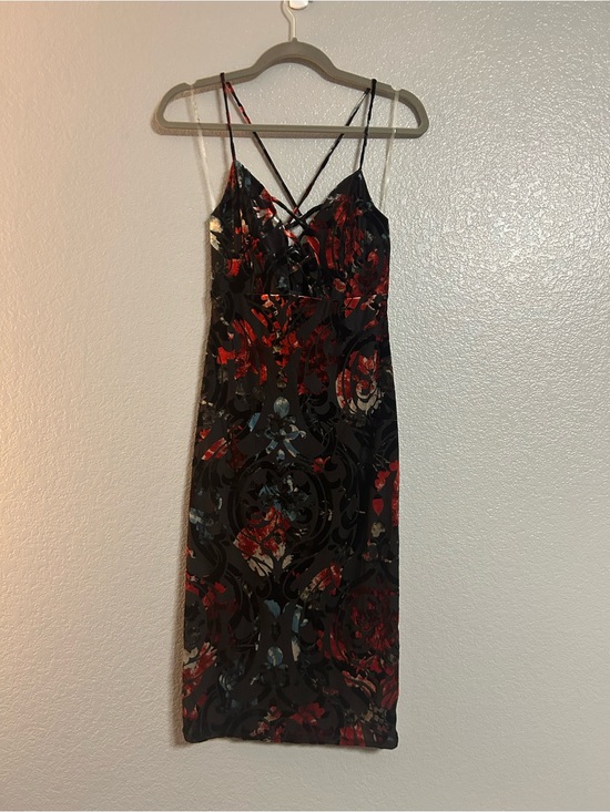 Fashion Nova Dresses & Skirts - Women’s black red blue velour soft stretch cut out strappy midi dress size small
